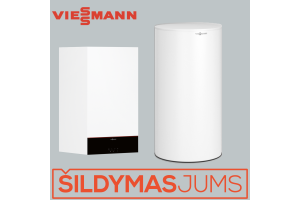 Dujinis kondensacinis katilas Viessmann Vitodens 100-W 3,2-32 kW su kaupikliu Vitocell 100-W, talpa 200 litrų ir karšto vandens šildytuvo jutikliu, Z031620